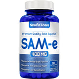NasaBeahava frasco frontal de SAM-e 400 mg mostrando etiqueta clara y beneficio de pureza