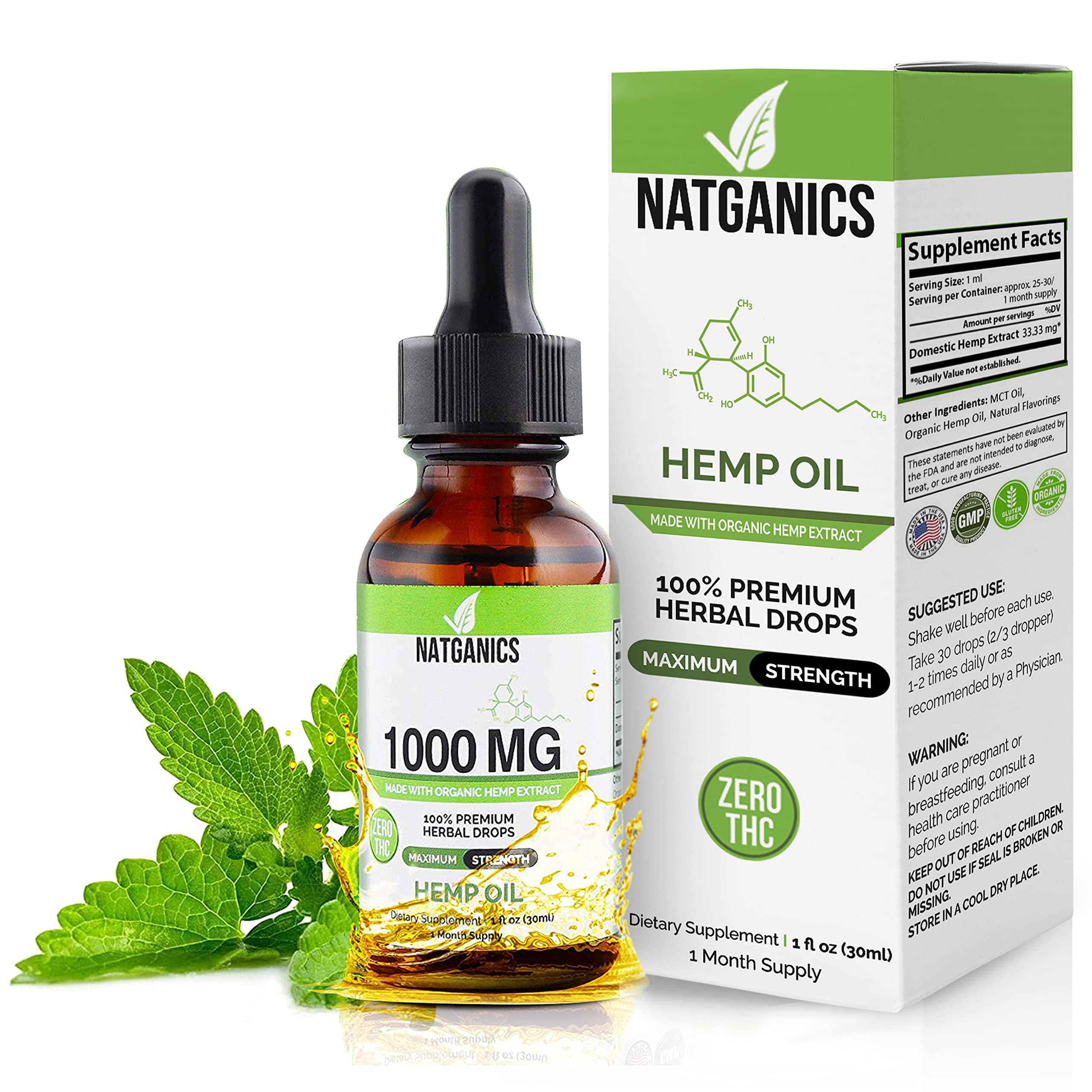 Natganics frontal del empaque mostrando presentación 1000 mg y beneficio claridad