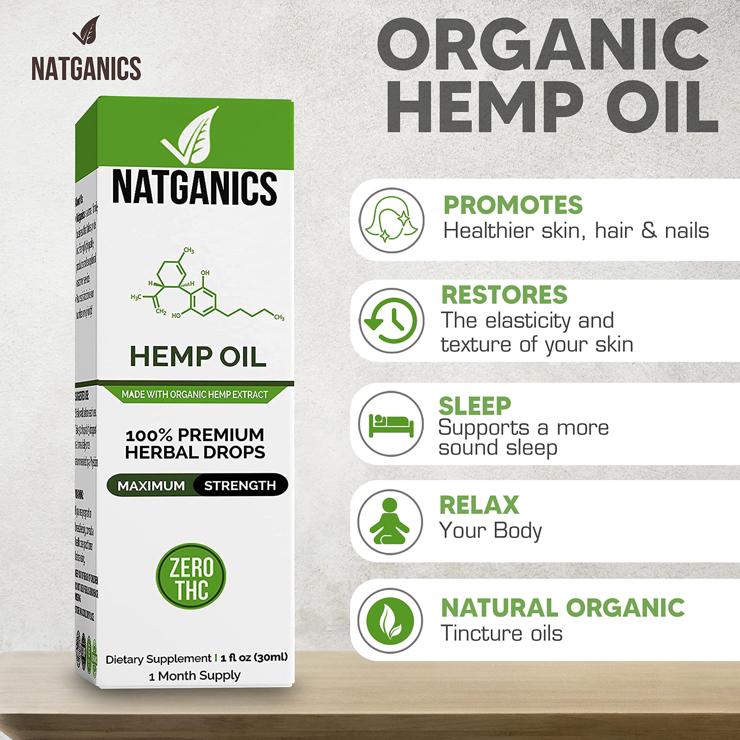 Mano sosteniendo gotero Natganics vertiendo gota, facilita dosificación precisa
