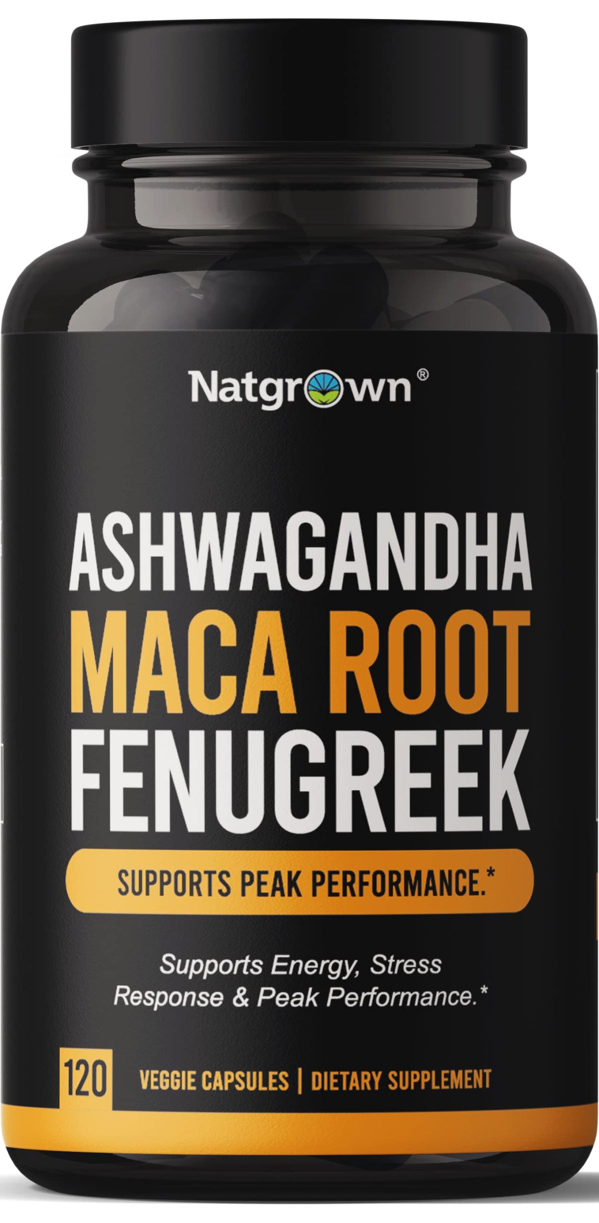 Natgrown envase frontal mostrando 120 cápsulas veganas y beneficios clave
