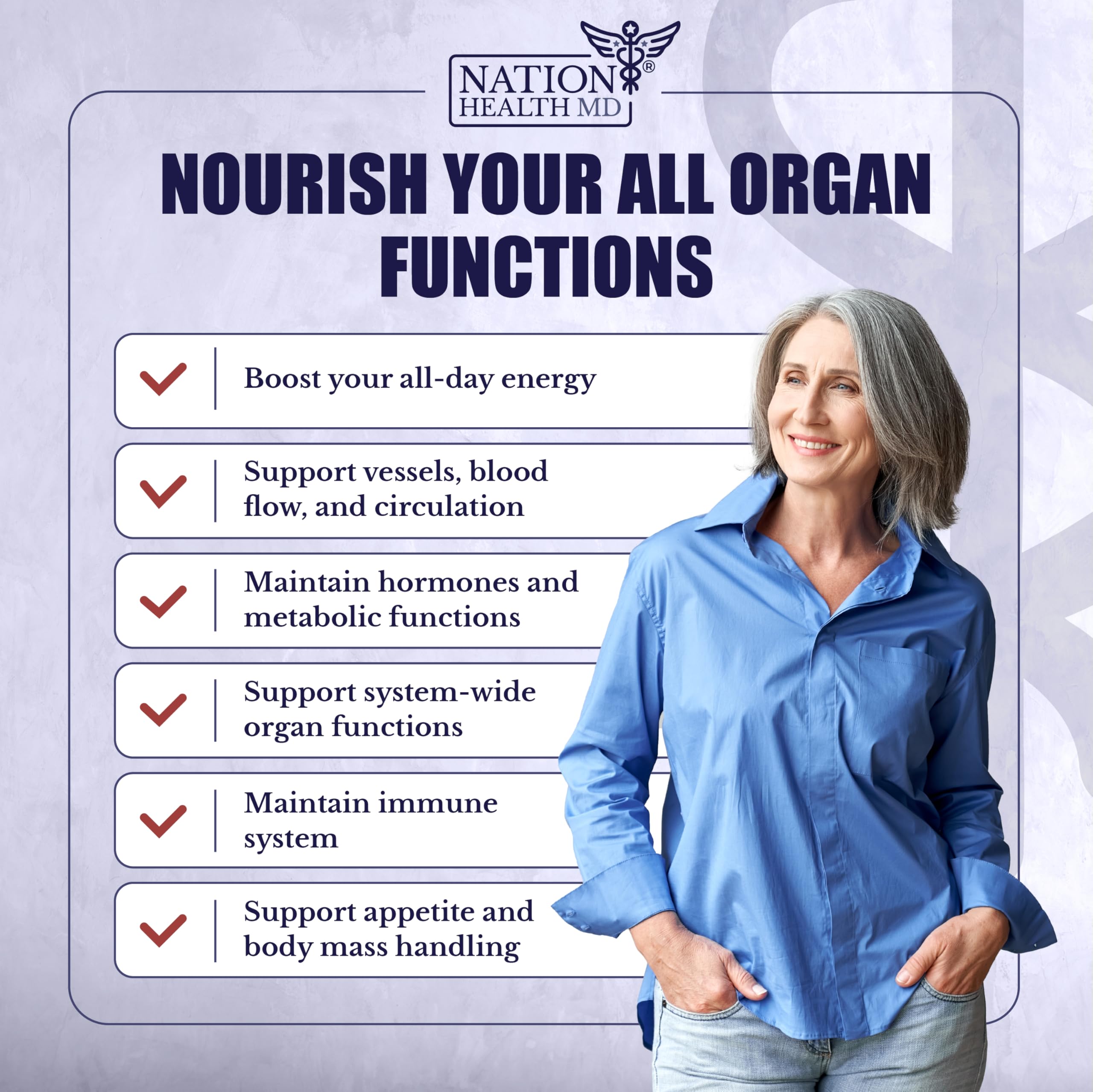 NATION HEALTH MD etiqueta de Gluco24 mostrando la lista de ingredientes clave