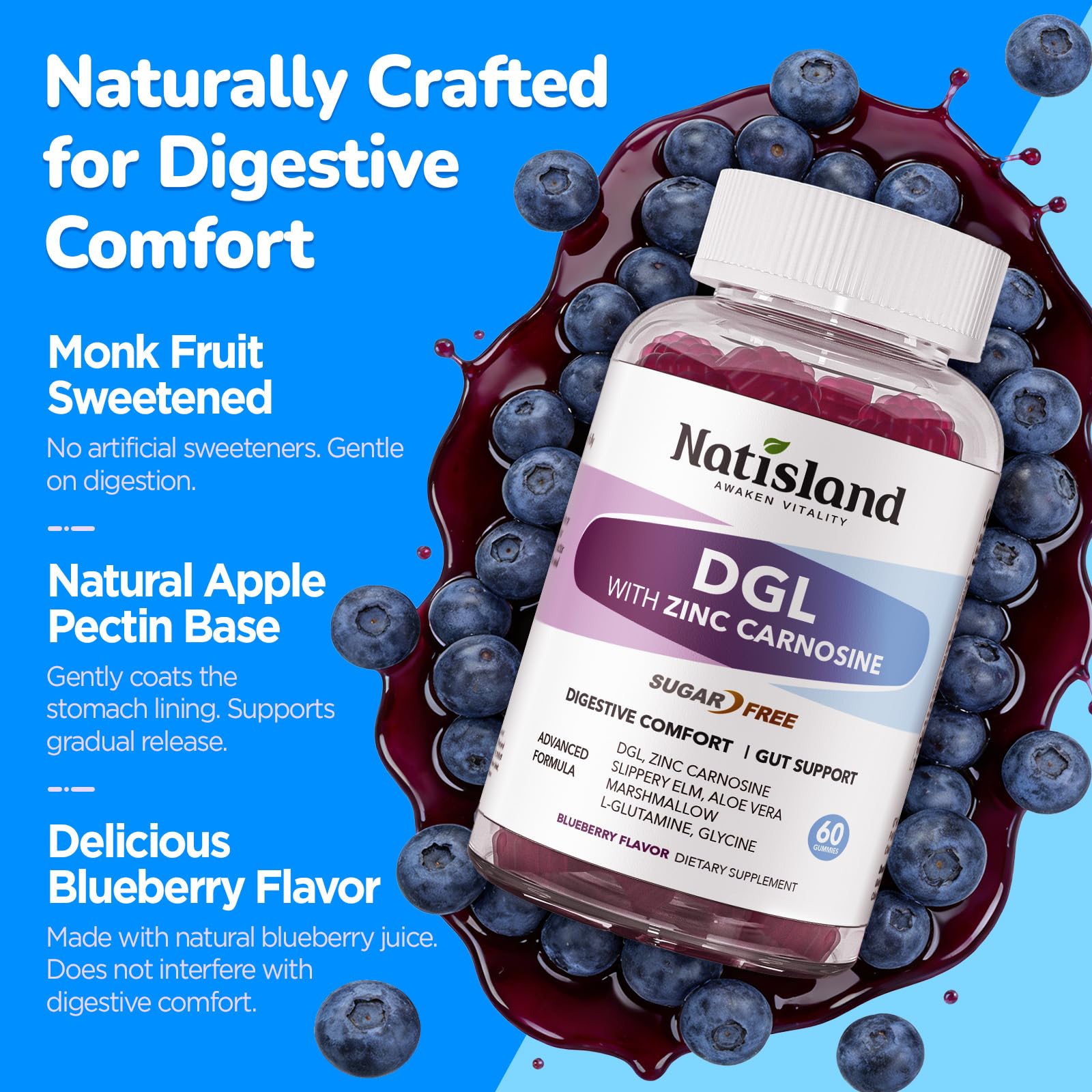 NATISLAND etiqueta con información nutricional y cumplimiento GMP