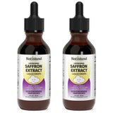 NATISLAND frasco frontal de Liposomal Saffron Drops mostrando etiqueta clara y beneficios