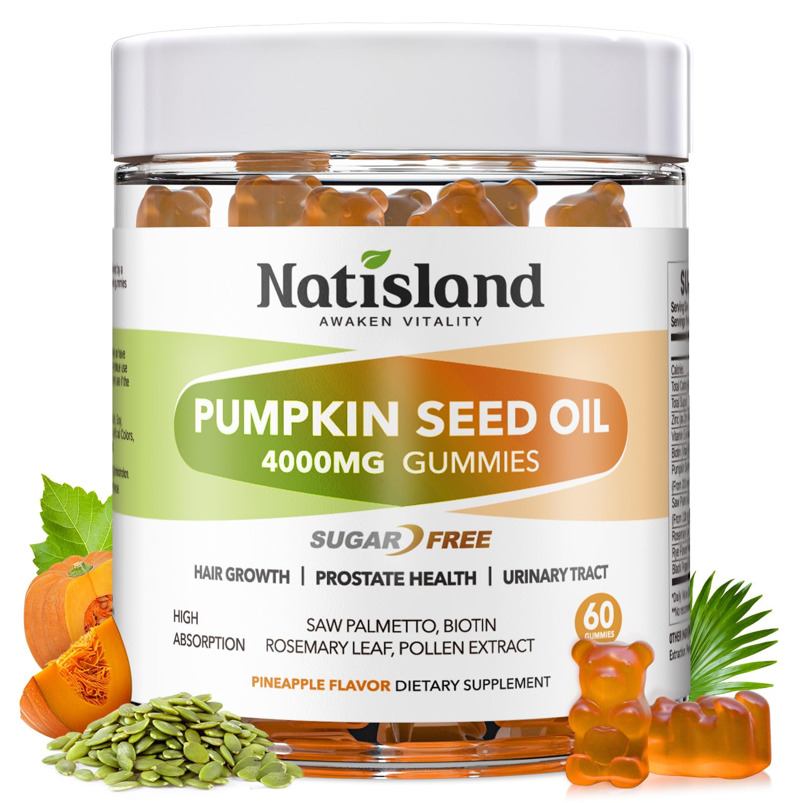 NATISLAND frasco frontal muestra 60 gominolas y conveniencia diaria
