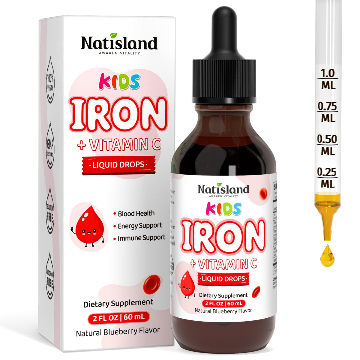 NATISLAND botella frontal mostrando etiqueta y beneficio de absorción mejorada