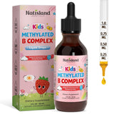 NATISLAND envase frontal de gotas B complex infantil con sabor fresa, fácil administración