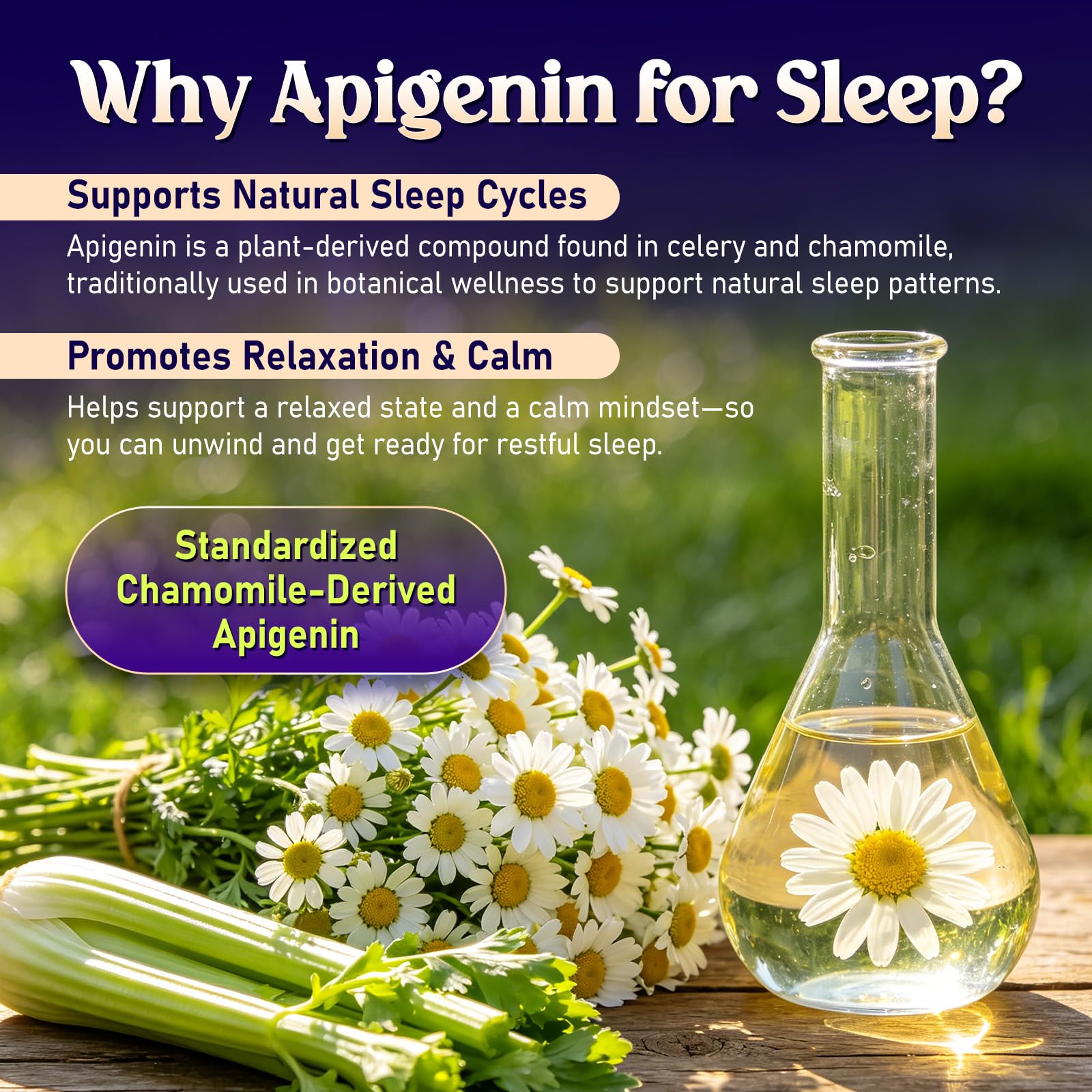 NATISLAND ingredientes apigenina y L-theanine para relajación nocturna