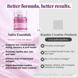 Native Essentials etiqueta con cantidades transparentes y lista de ingredientes