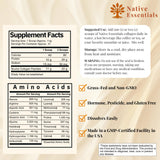Native Essentials etiqueta nutricional enfocando ingredientes y porciones