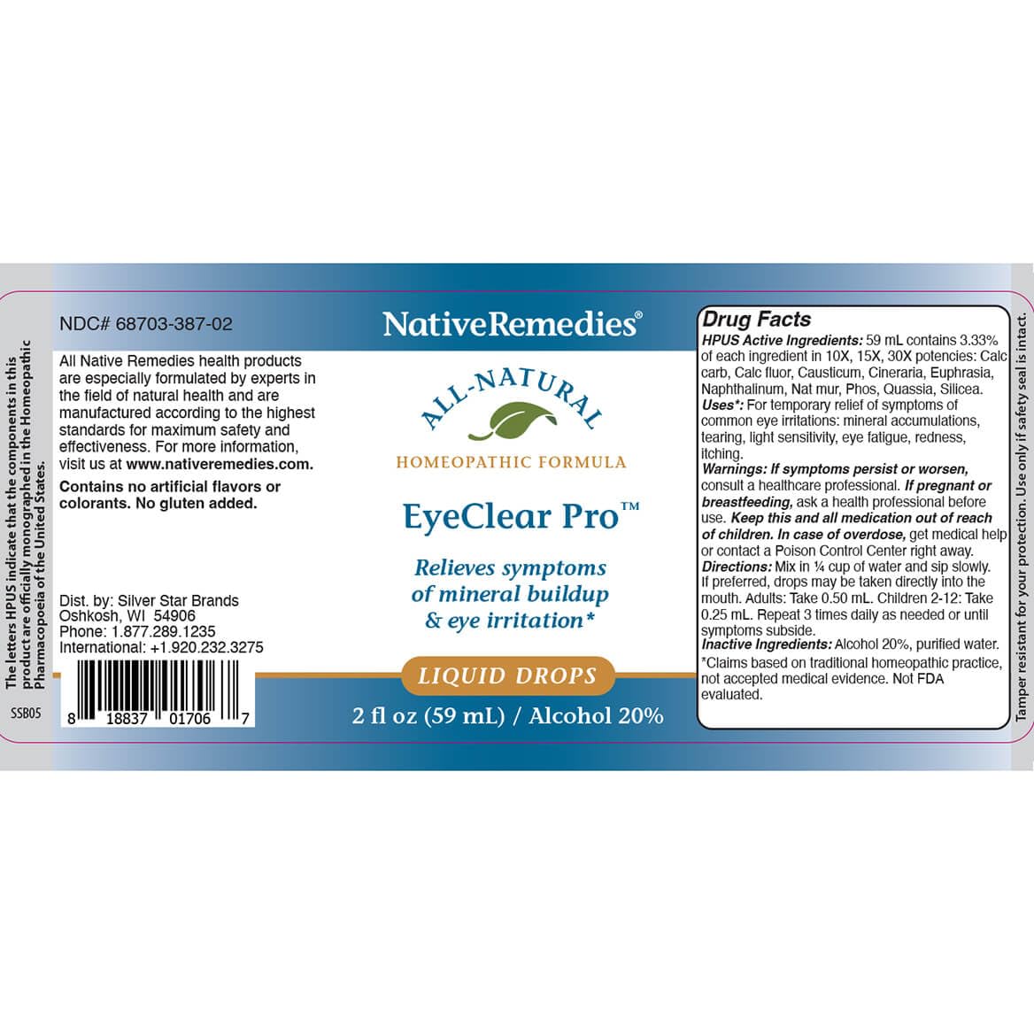 Native Remedies EyeClear Pro embalaje abierto con frasco, refleja presentación y conservación