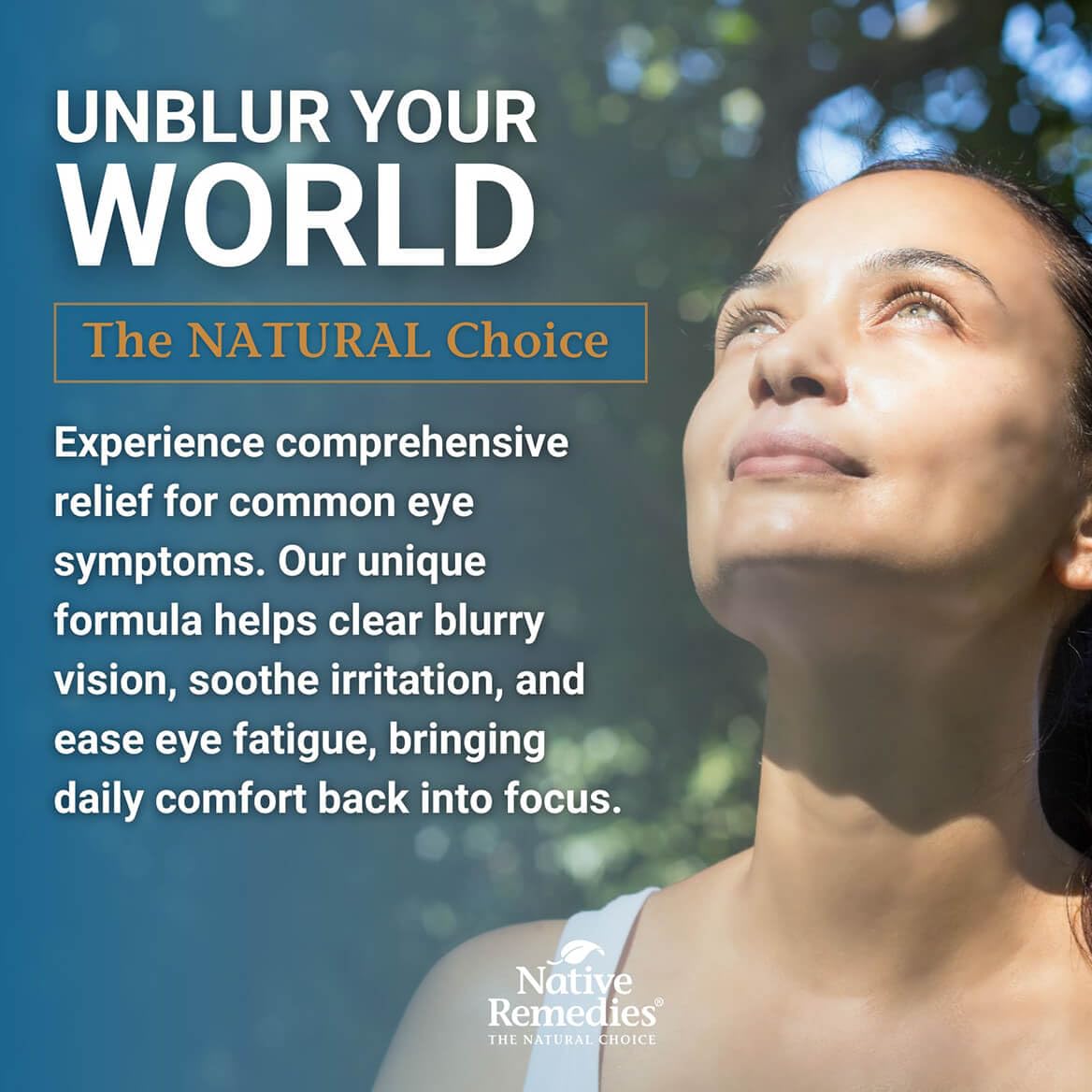 Native Remedies EyeClear Pro sobre escritorio con laptop, ideal para usuarios de pantallas