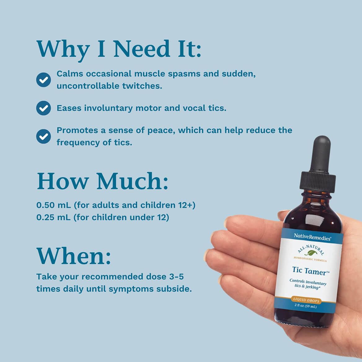 Native Remedies Tic Tamer envase junto a una regla para comparar tamaño y capacidad