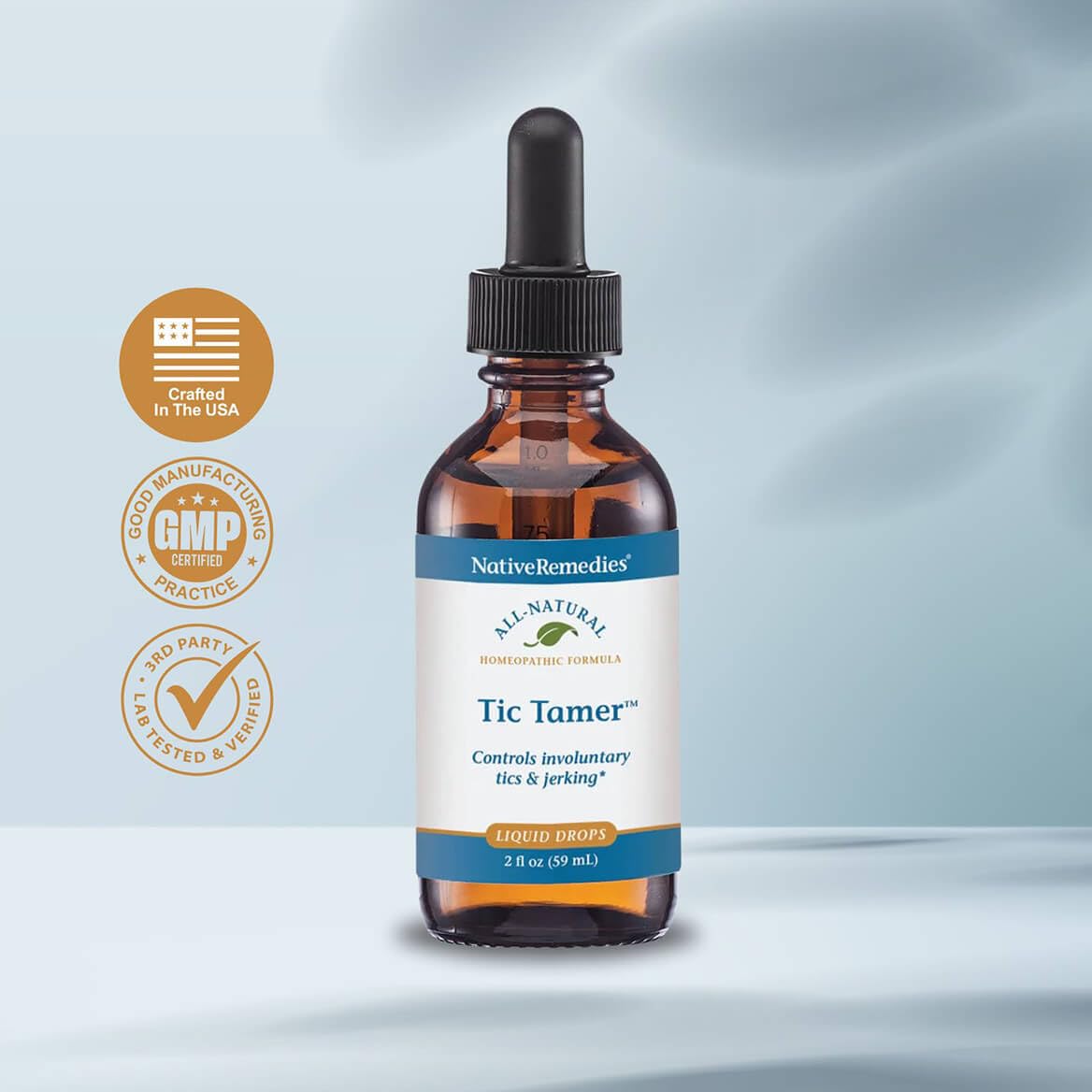 Native Remedies Tic Tamer gotero en detalle para dosificación precisa y uso fácil