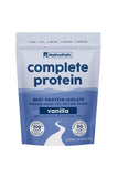 NativePath envase frontal mostrando 20g proteína por porción y sabor vainilla