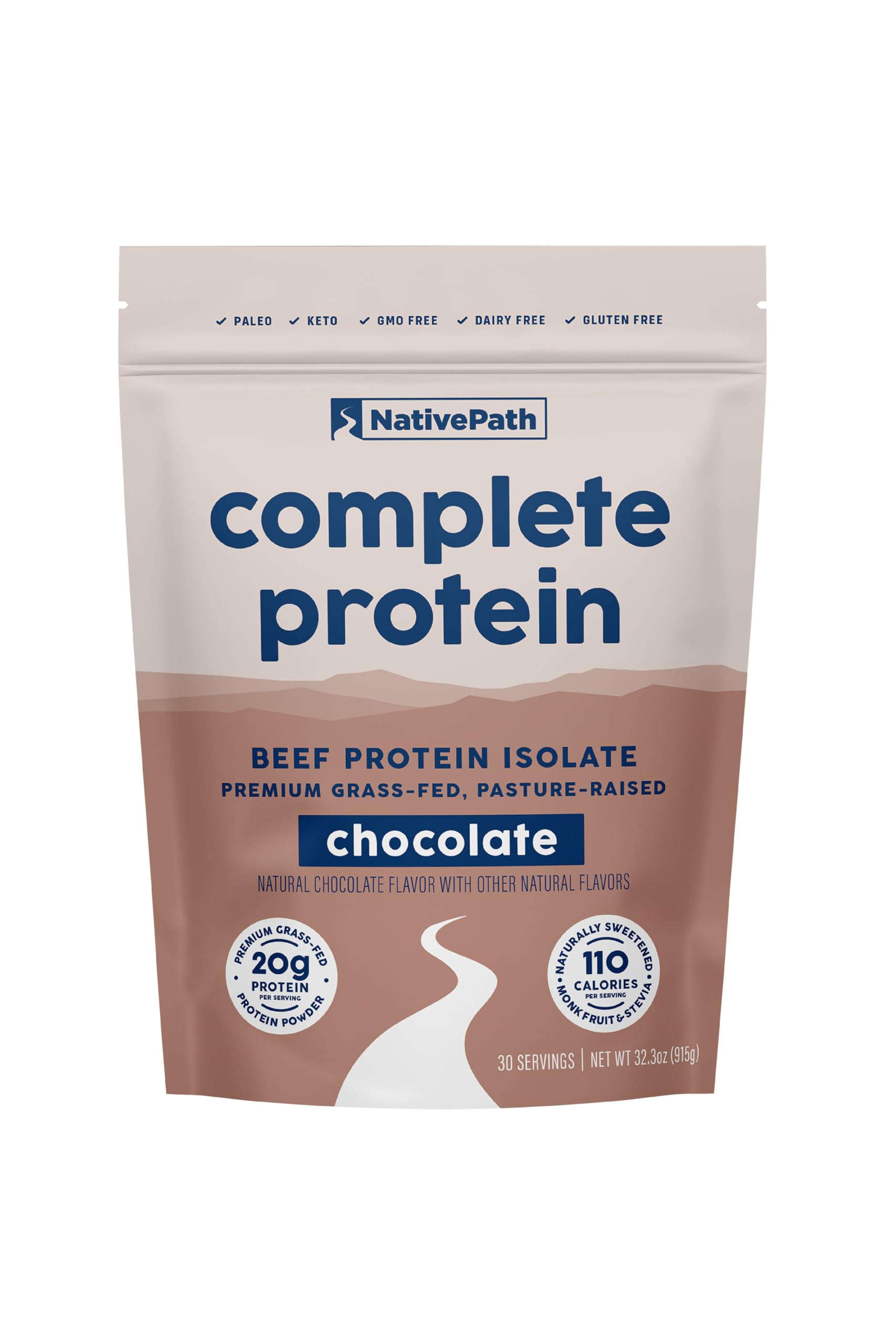 NativePath envase frontal mostrando etiqueta clara y beneficio de proteína limpia