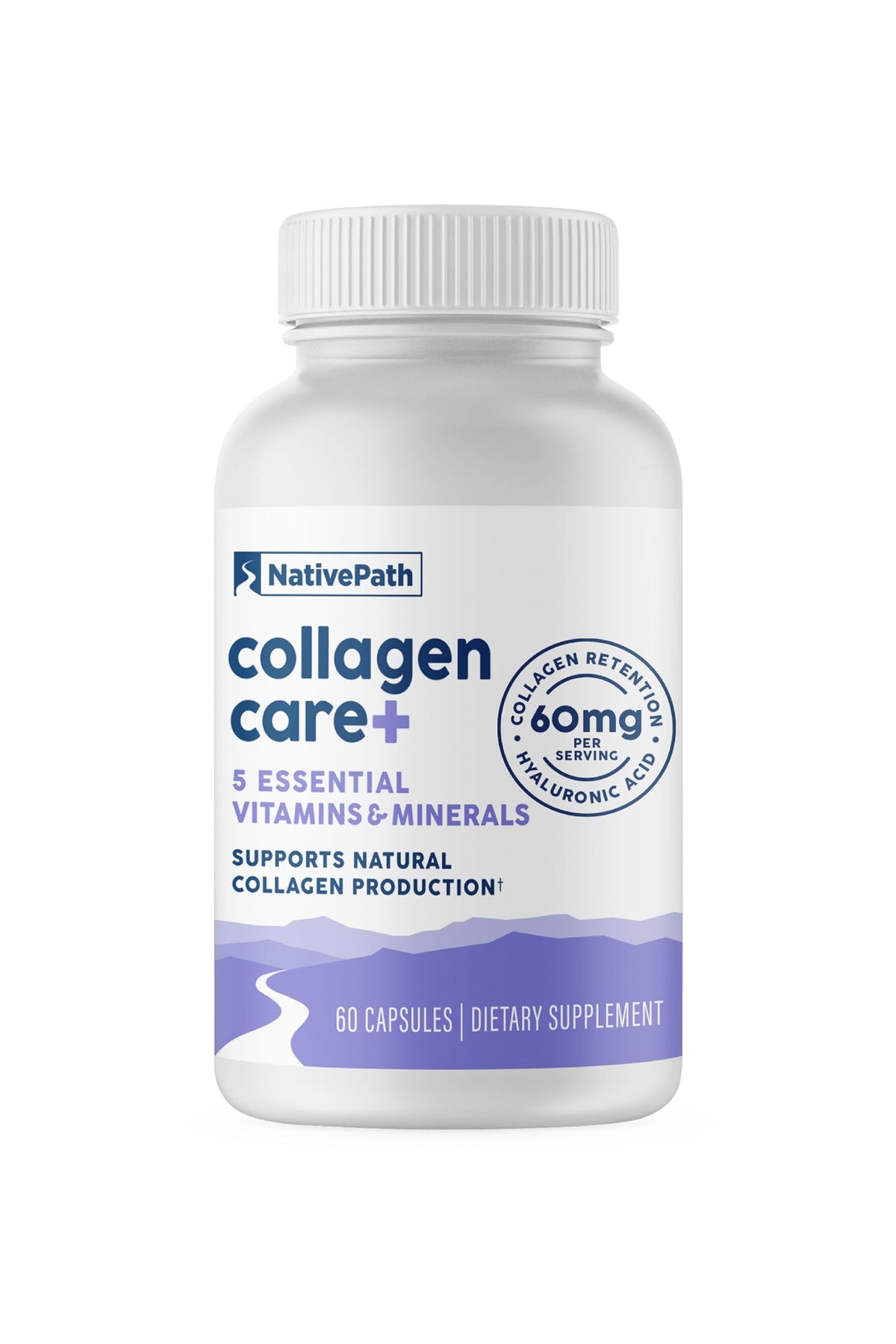 NativePath frasco anverso Collagen Care mostrando diseño y beneficio de soporte al colágeno