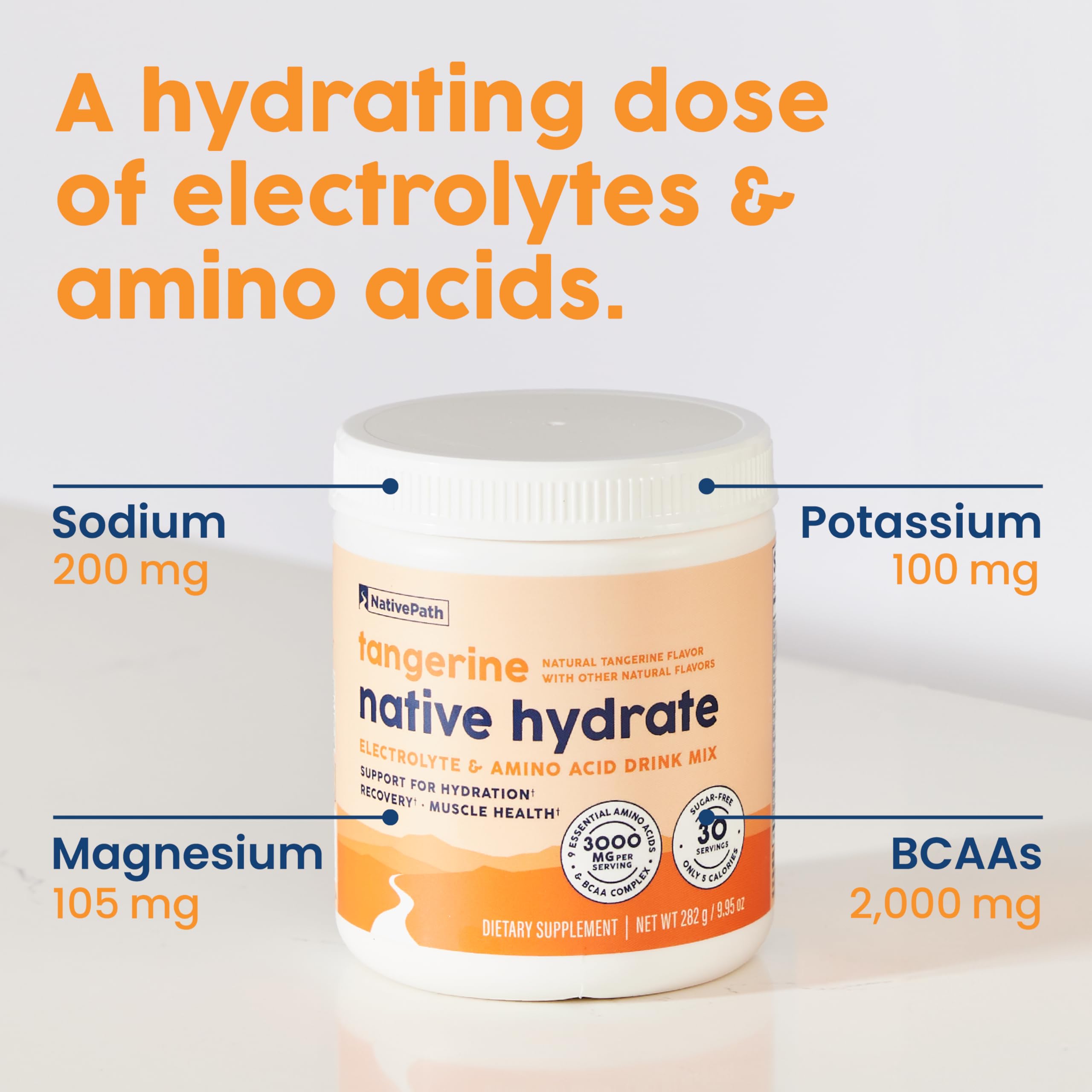 NativePath cucharada medidora con polvo Hydrate lista para preparar bebida hidratante