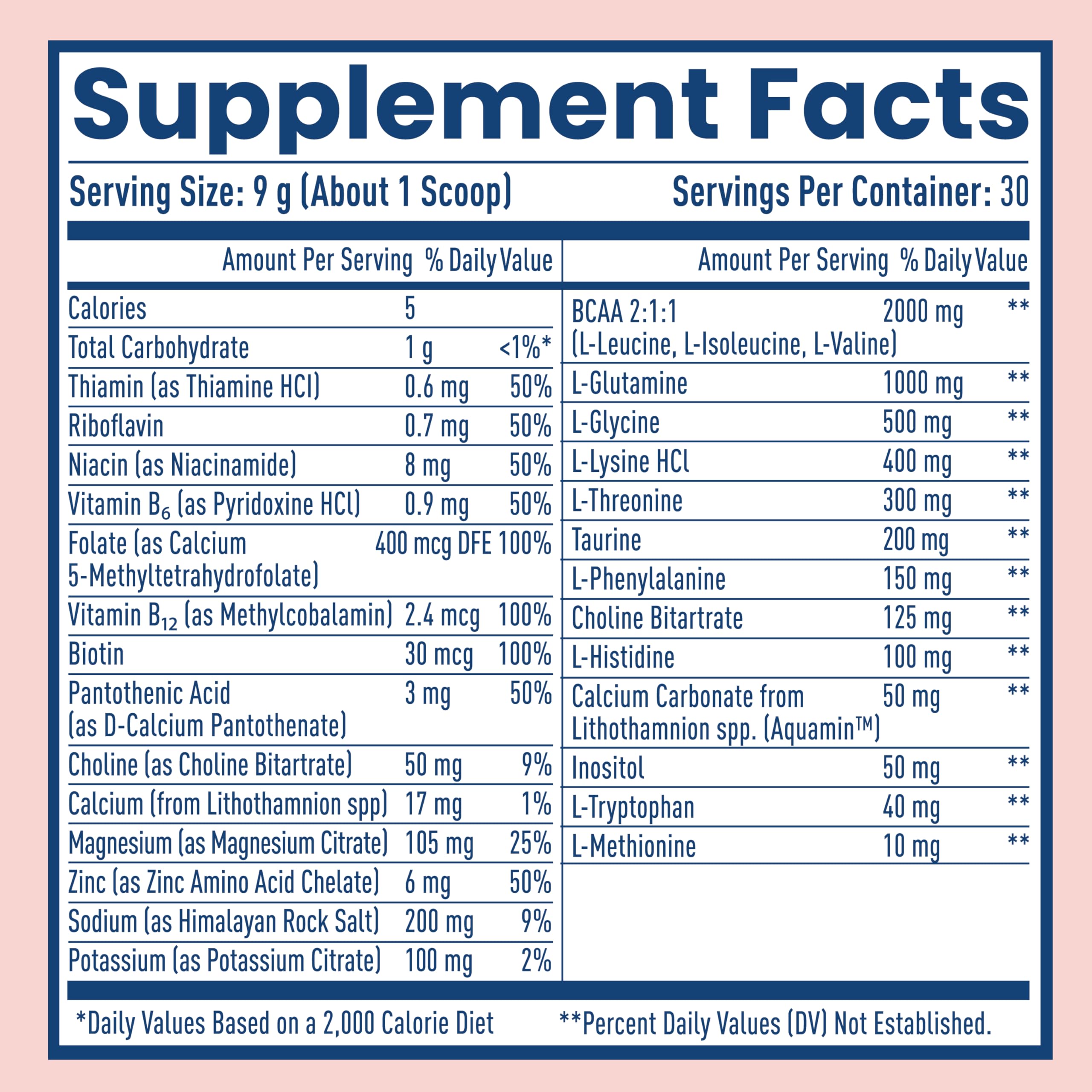 NativePath etiqueta de ingredientes destacando BCAA y vitaminas