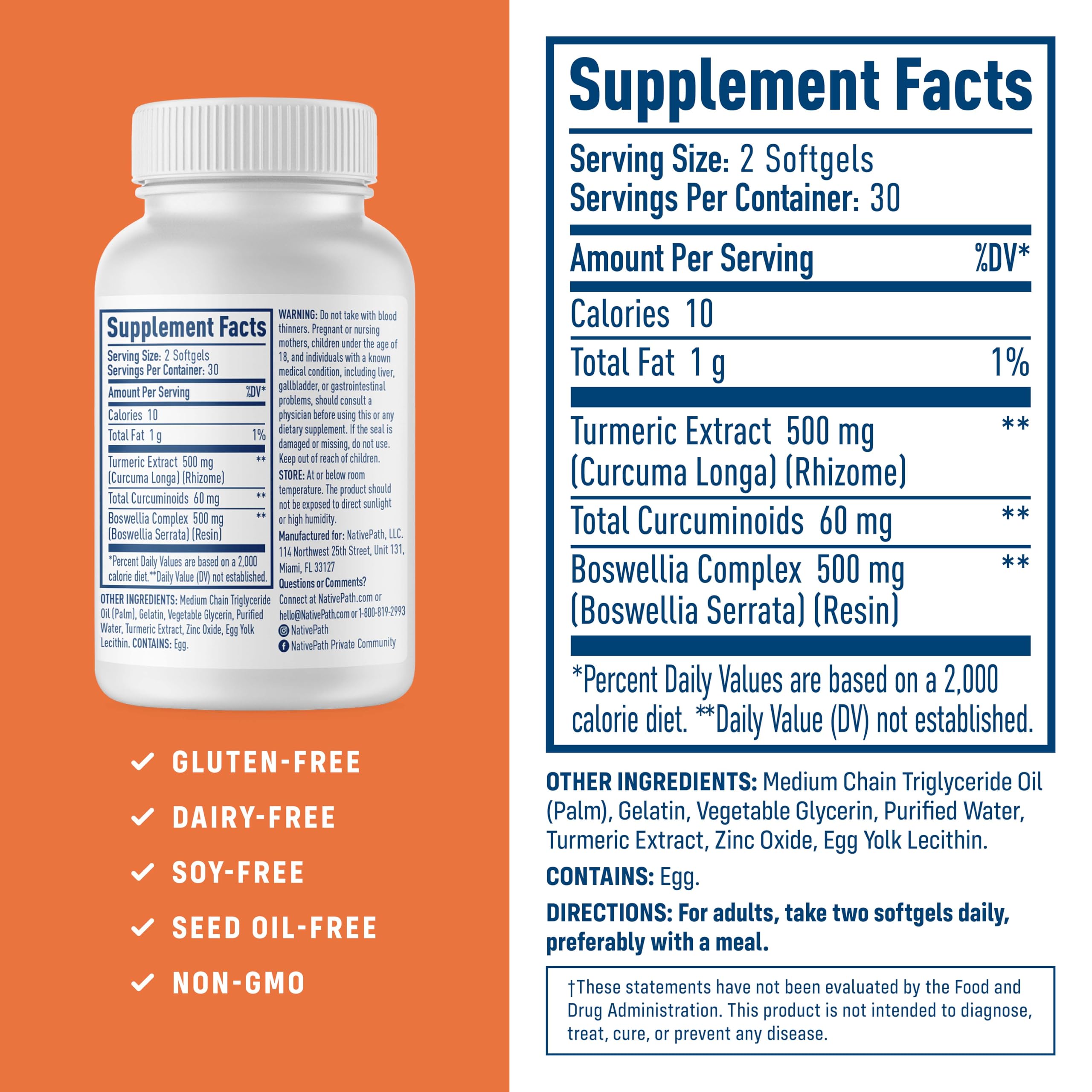 NativePath varios softgels en la palma demostrando dosis y tamaño