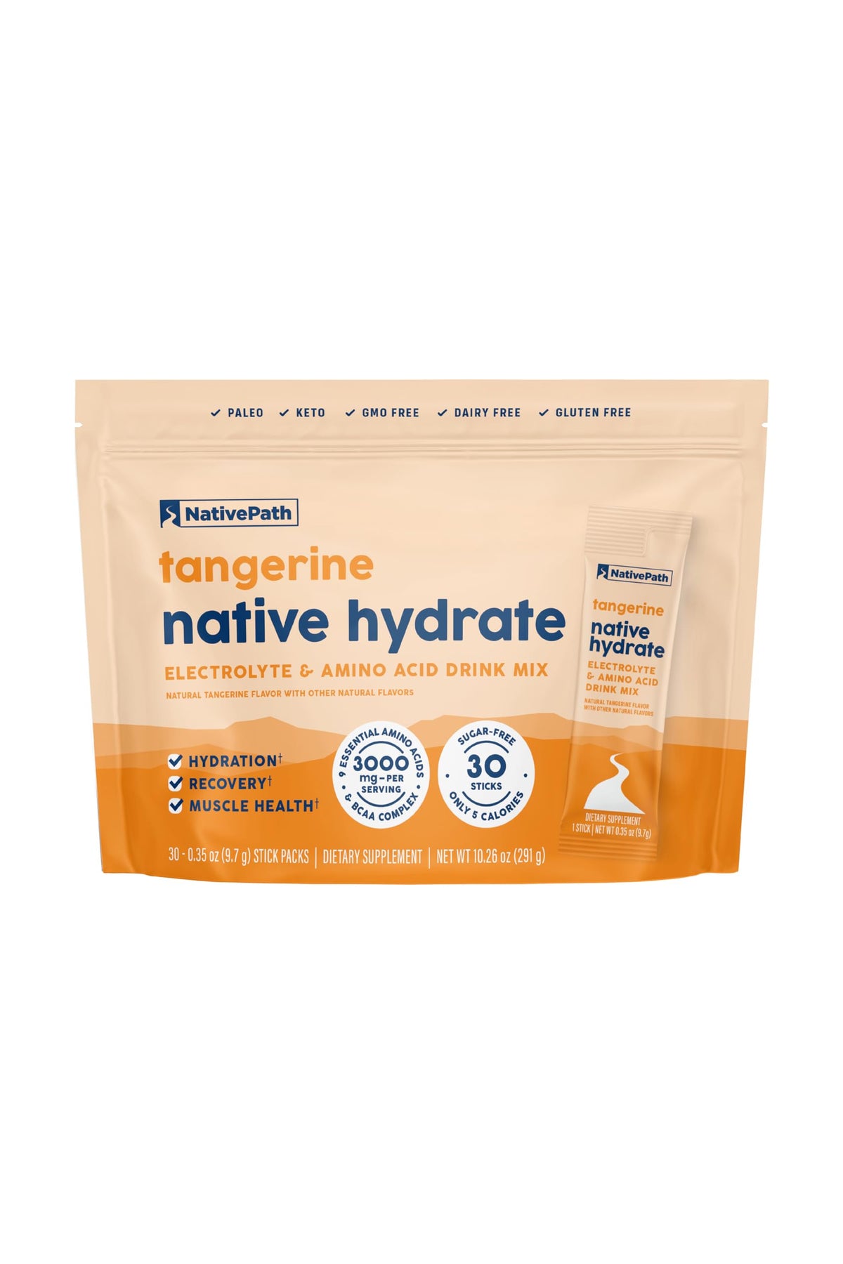 NativePath empaque frontal mostrando 30 sobres y beneficios claros