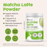 NativePath textura de polvo matcha y colágeno en primer plano para disolución fácil