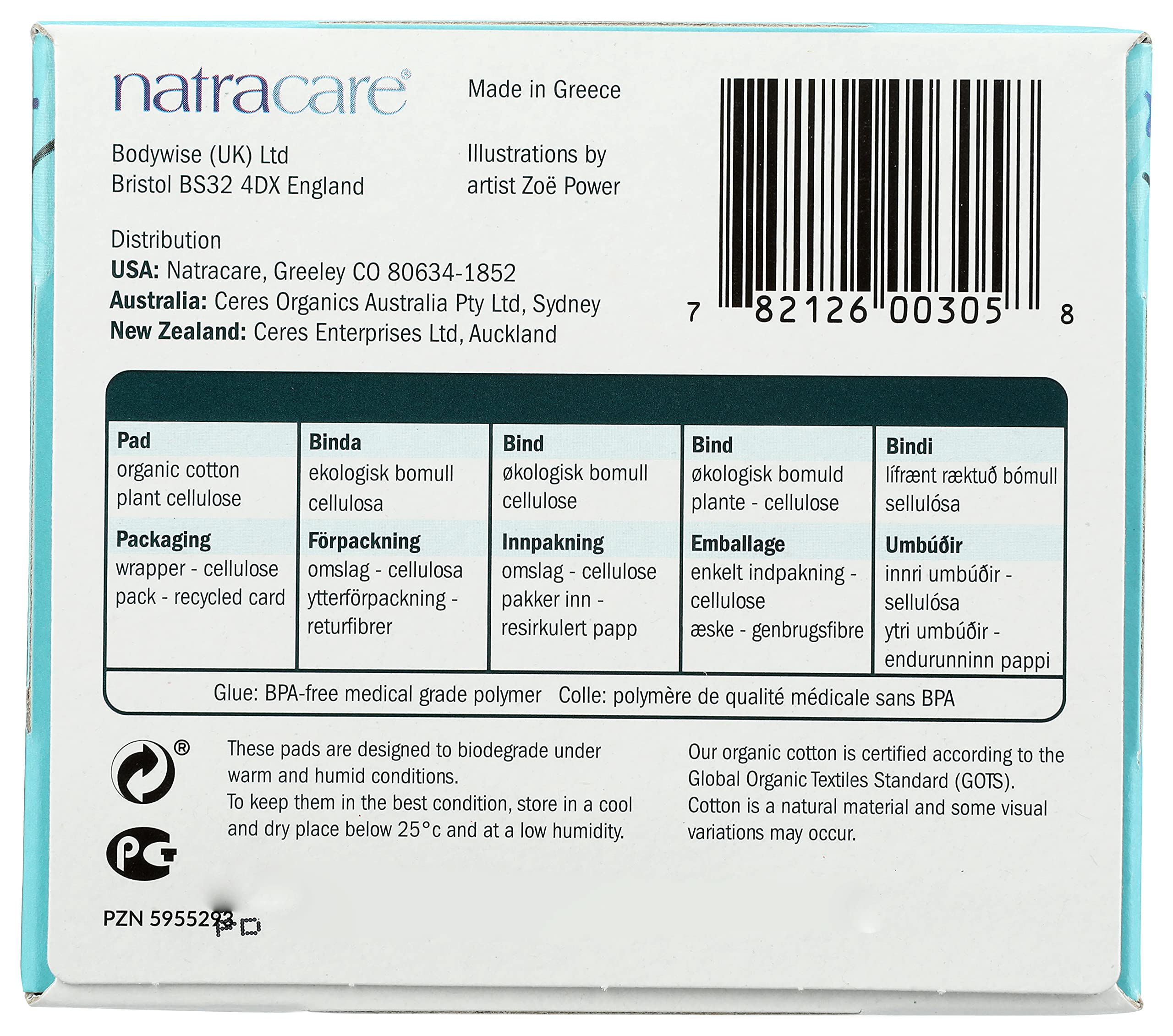 Natracare caja con 12 paquetes ahorro y reposición práctica