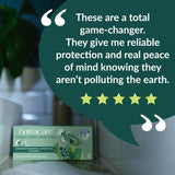 natracare etiqueta destacando sin cloro y composición biodegradable
