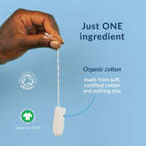 natracare zoom en textura de algodón orgánico, absorción suave y natural