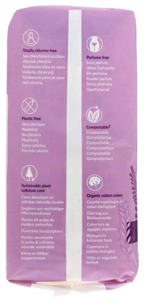 Natracare detalle de cubierta de algodón orgánico para mayor suavidad