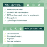 natracare protector colocado en ropa interior, ajuste discreto y cómodo