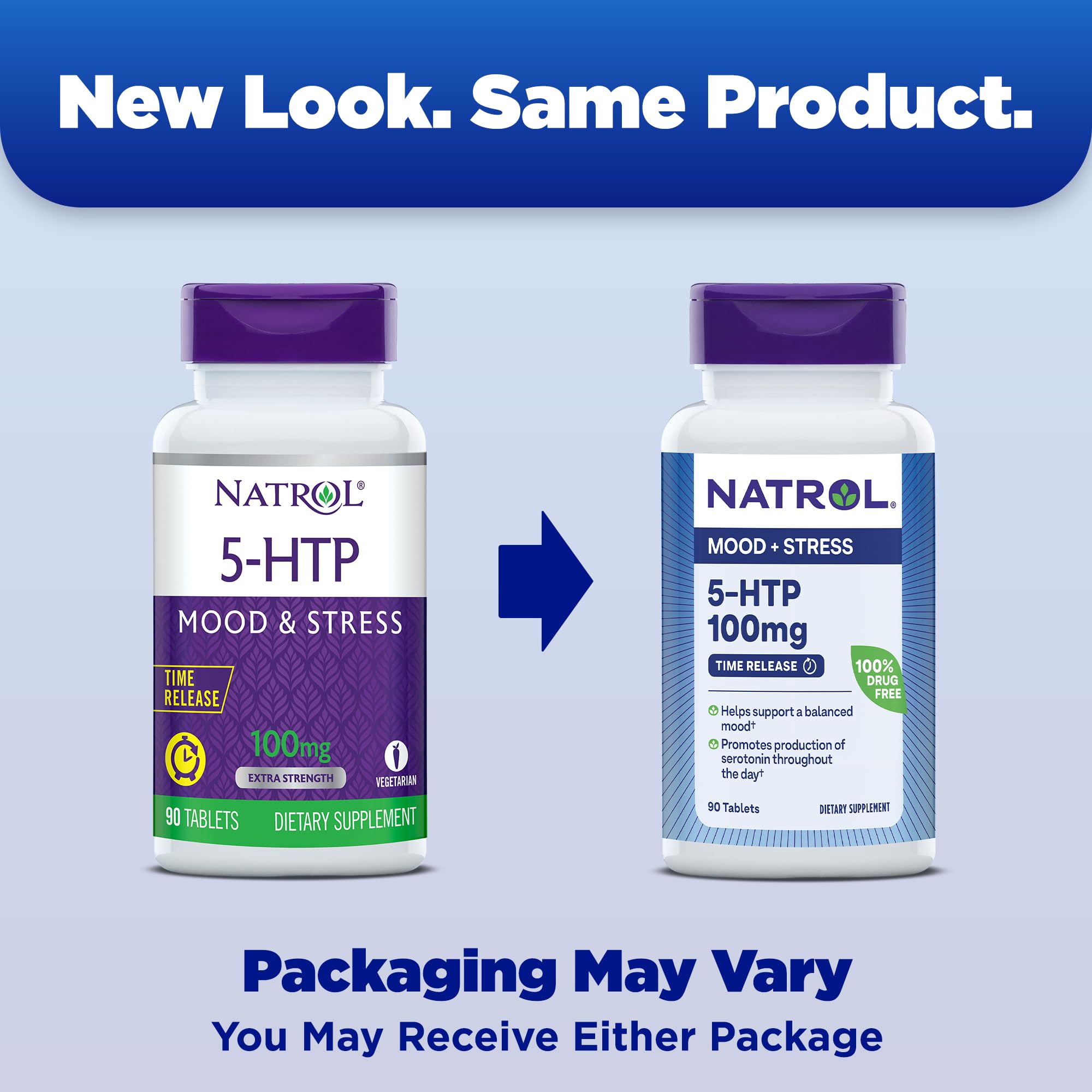 Natrol primera plana de la tableta de liberación prolongada con textura y formato fácil de tragar