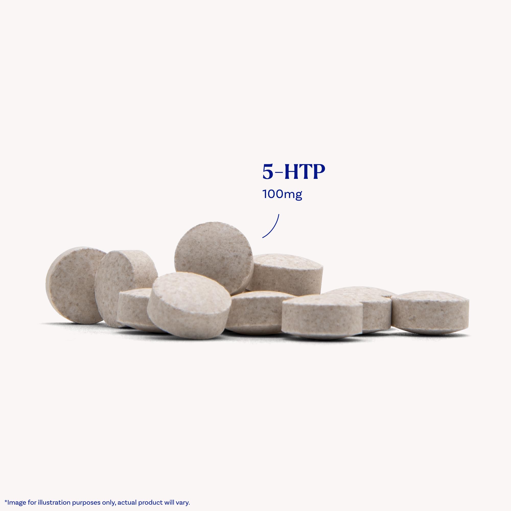 Natrol 5-HTP textura de tableta para apreciar forma y facilidad de ingestión