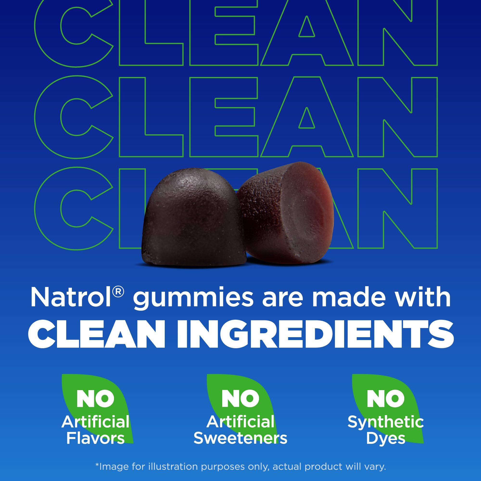 Natrol gomita en mano para comparar tamaño y dosificación fácil