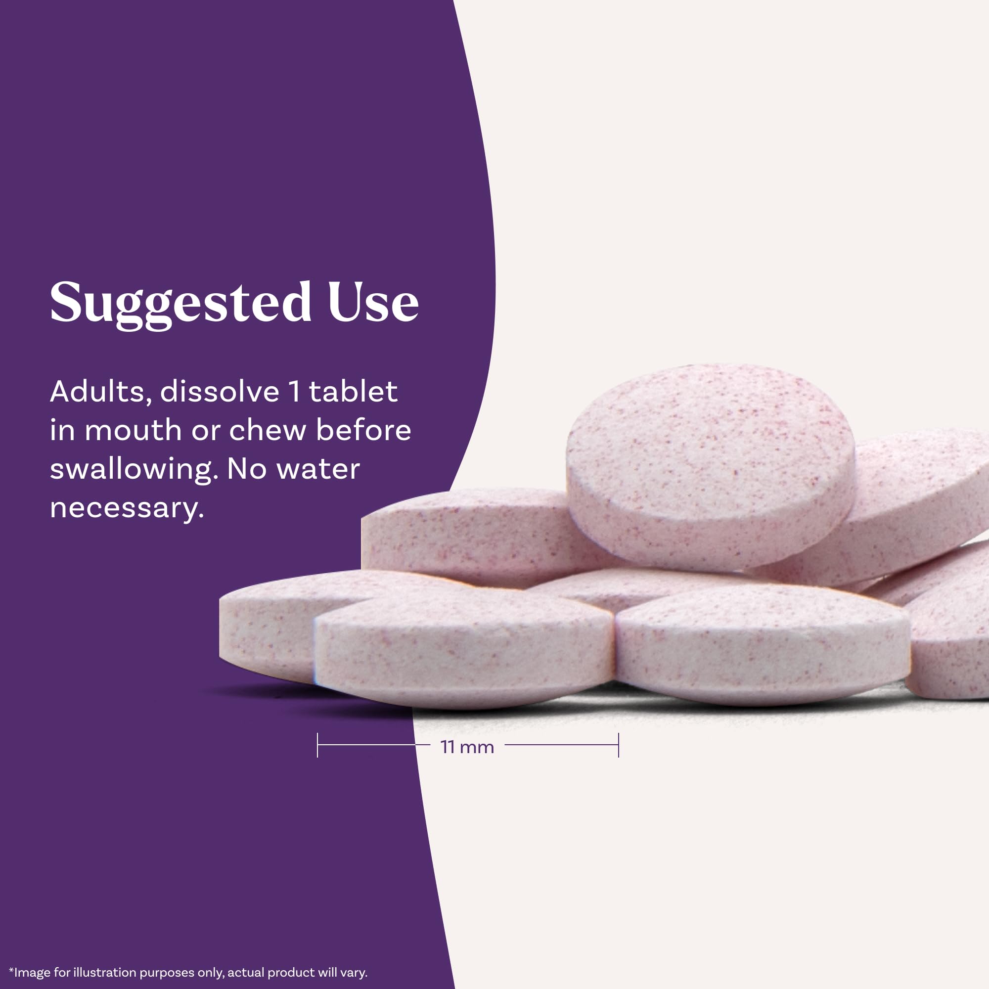 Natrol tableta en mano lista para disolverse sin agua