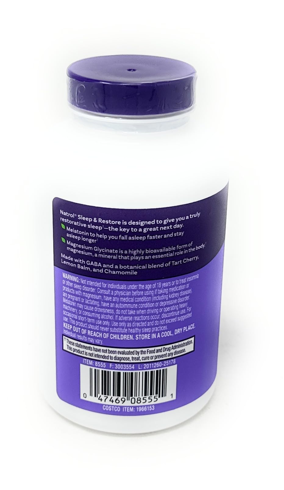 Natrol bote abierto con cápsulas visibles, facilidad de uso y cantidad