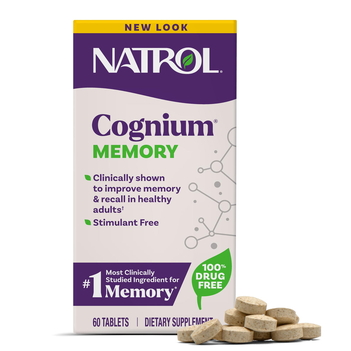 Natrol Cognium empaque frontal mostrando presentación y beneficios