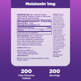 Natrol etiqueta con ingredientes resaltando melatonina 1 mg por dosis