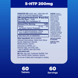 Natrol etiqueta nutricional en detalle mostrando 200 mg de 5‑HTP por porción