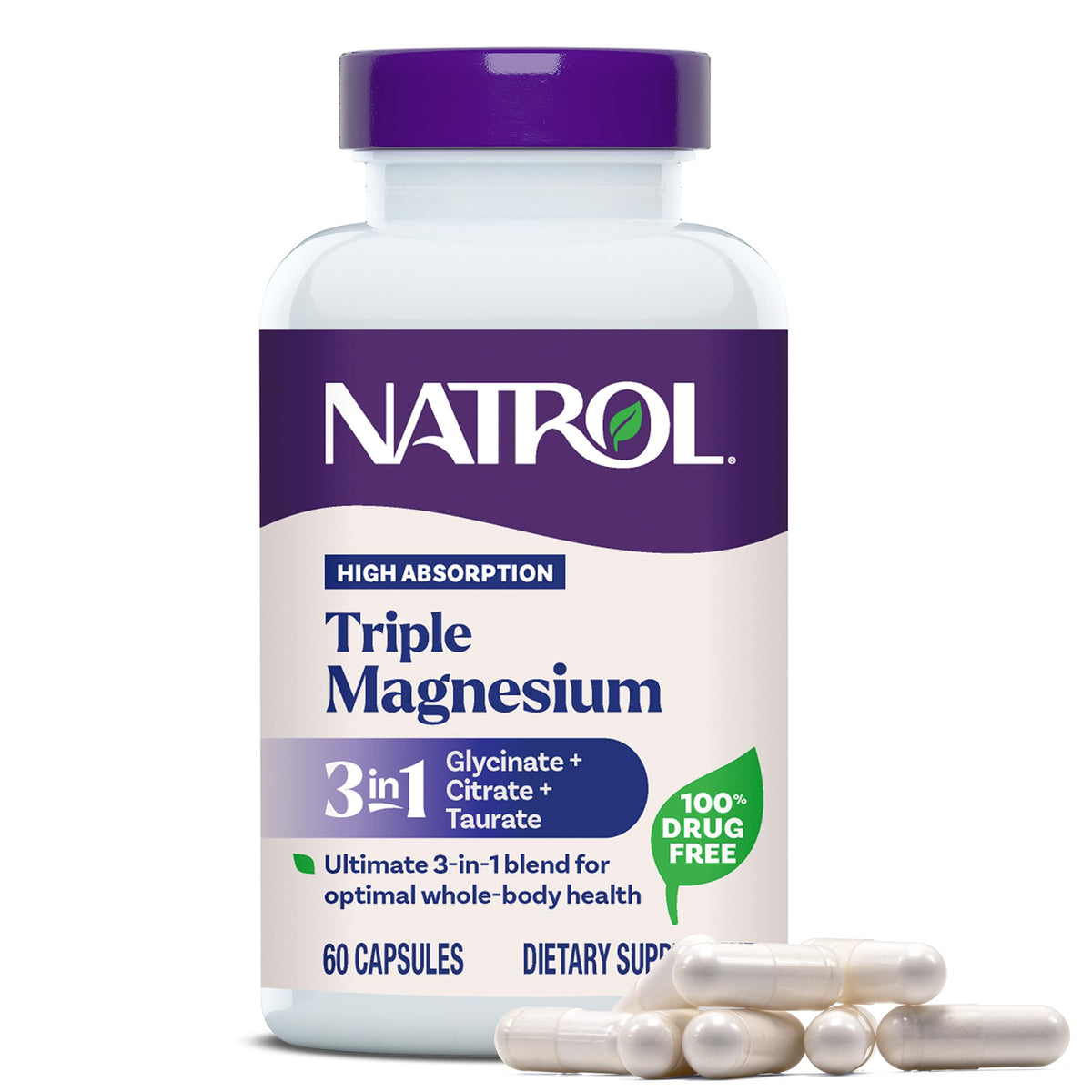 Natrol frente del empaque mostrando producto y beneficios claros