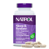 Natrol empaque frontal mostrando cápsulas y beneficios para el descanso