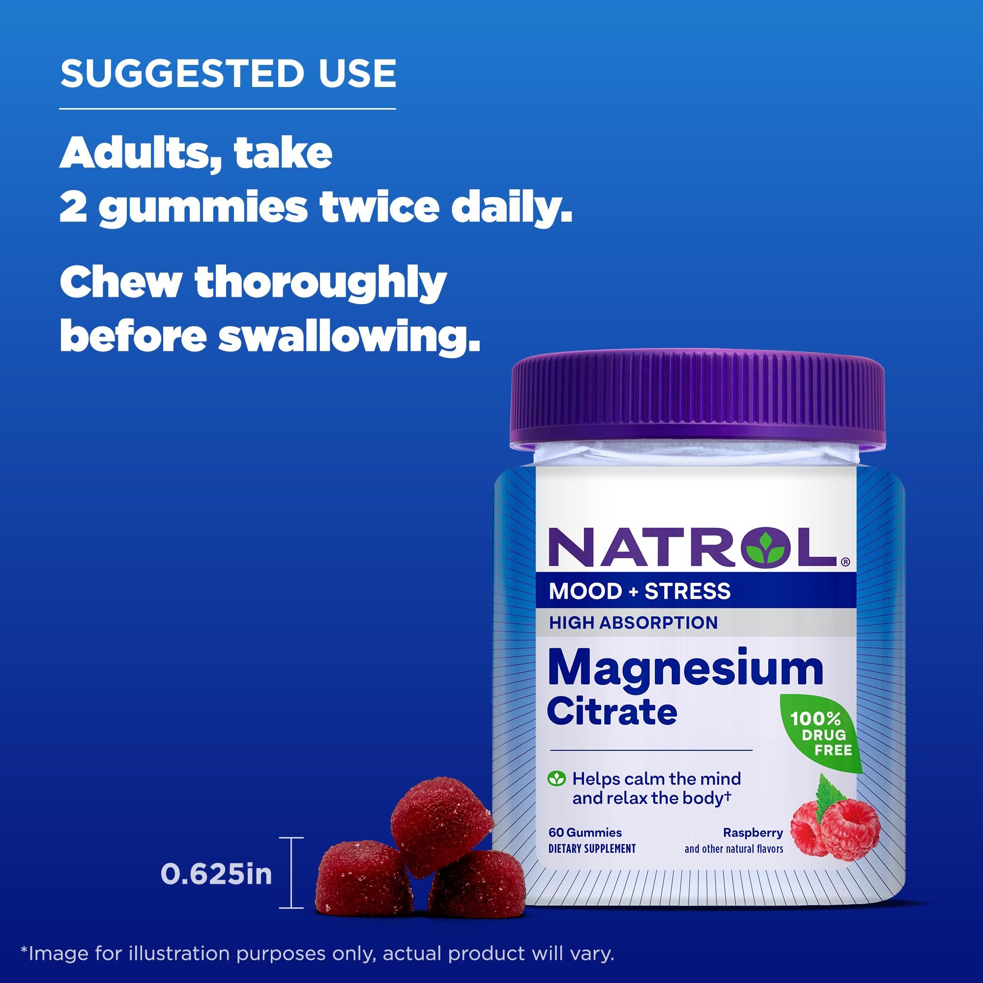 Natrol imagen de ingredientes y letreros sin sabores ni colorantes artificiales