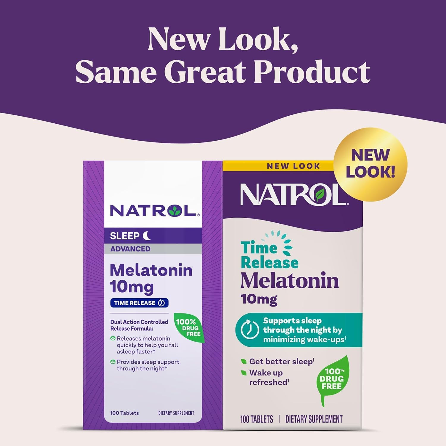 Natrol varias tabletas extendidas indicando dosis y facilidad de uso