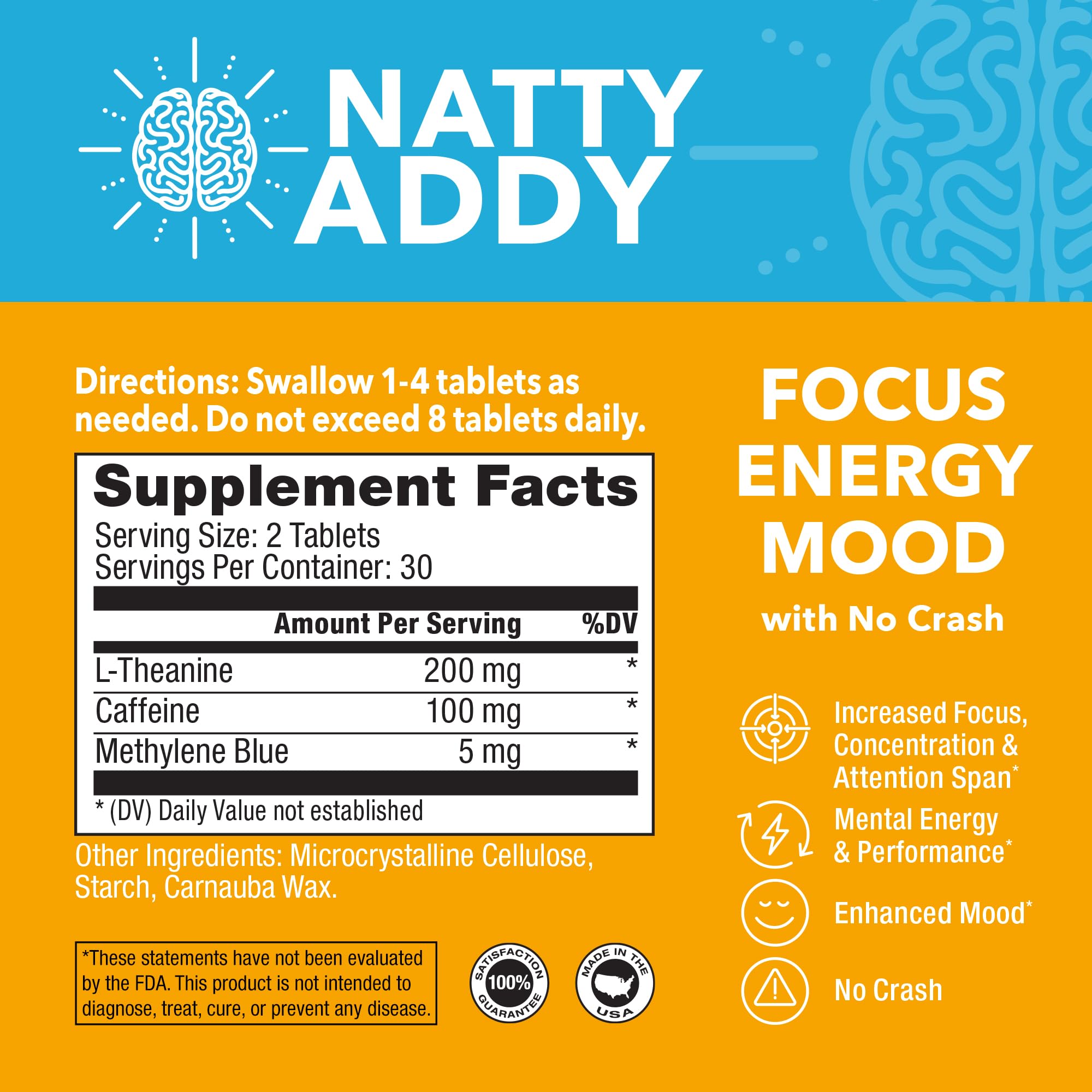 Natty Addy etiqueta con lista de ingredientes y advertencias para seguridad