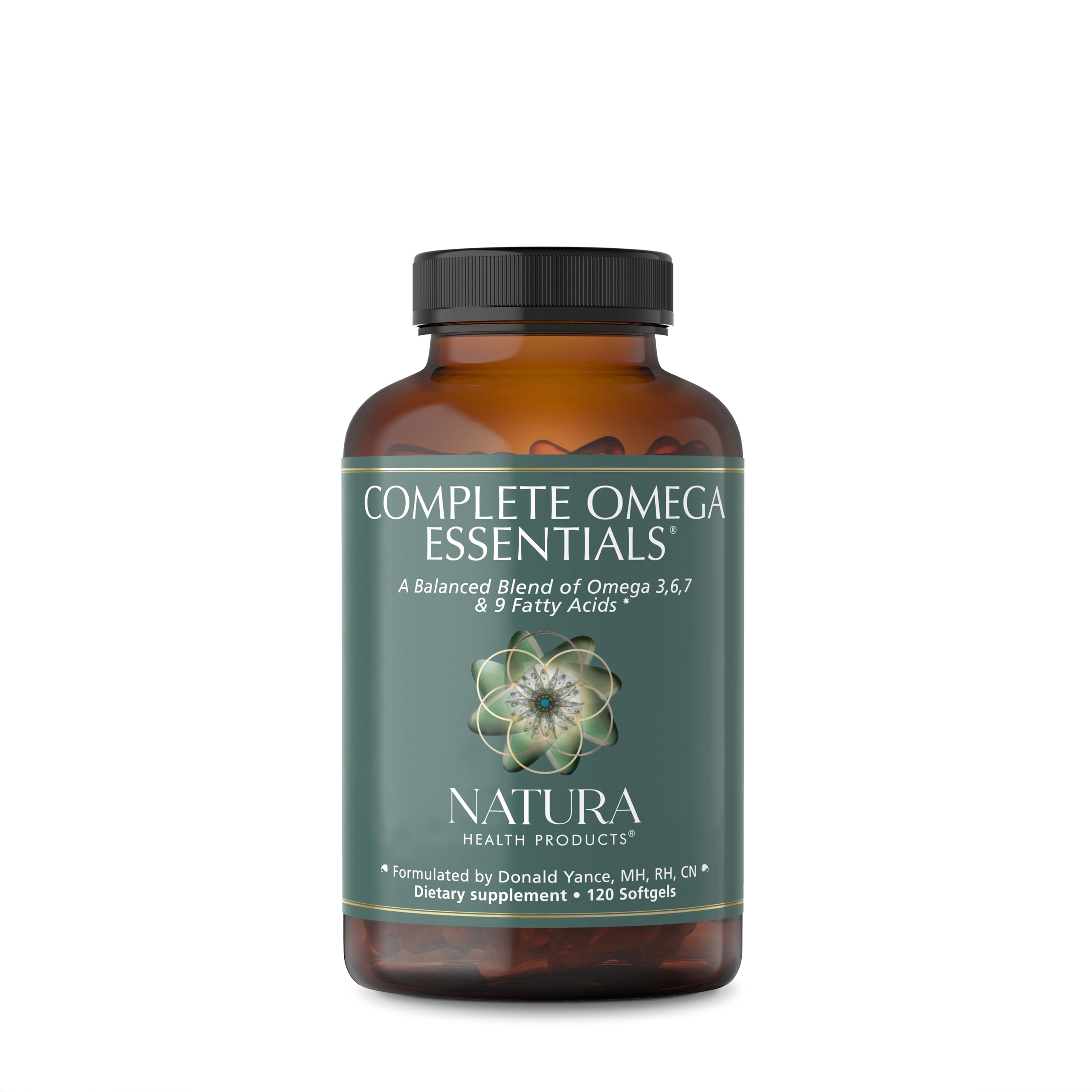 Natura Health Products envase frontal mostrando Complete Omega Essentials y beneficios claros