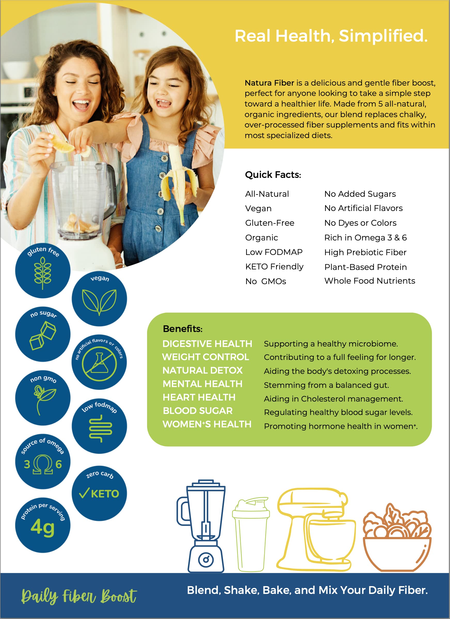 Natura Fiber batido en vaso listo para beber con aporte nutritivo