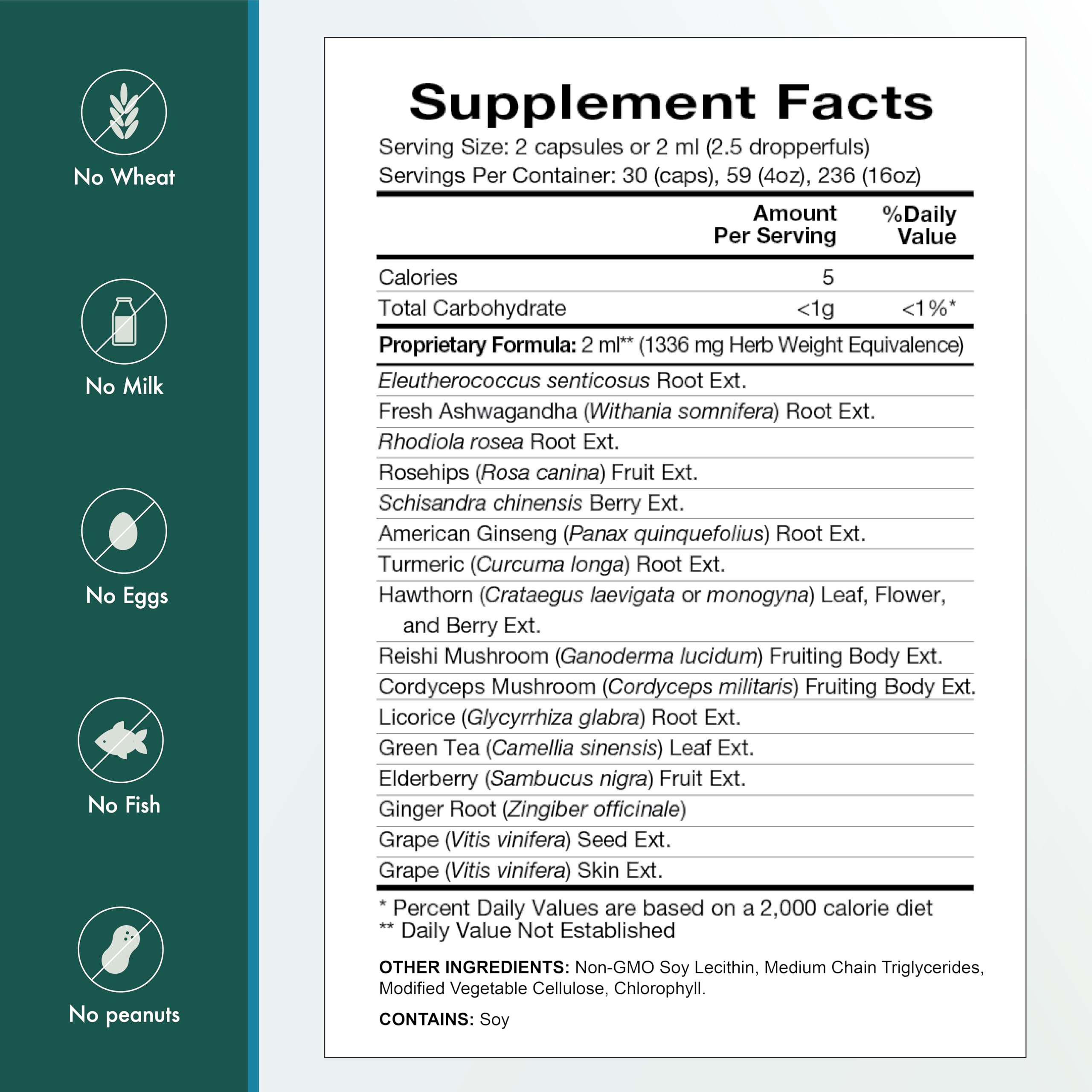 Natura Health Products etiqueta con ingredientes clave y transparencia clara