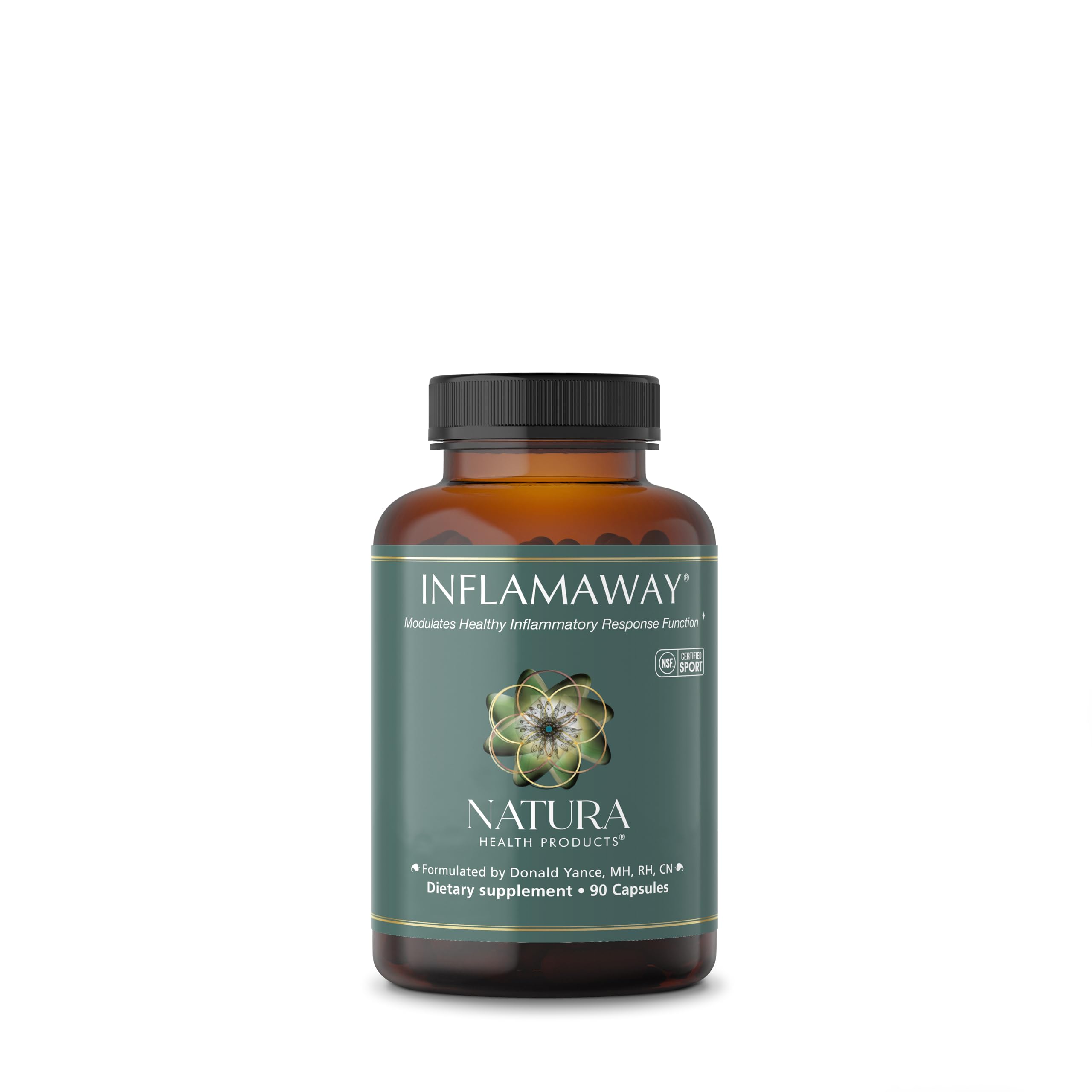 Natura Health Products inflamaway frasco frontal, presentación clara y profesional