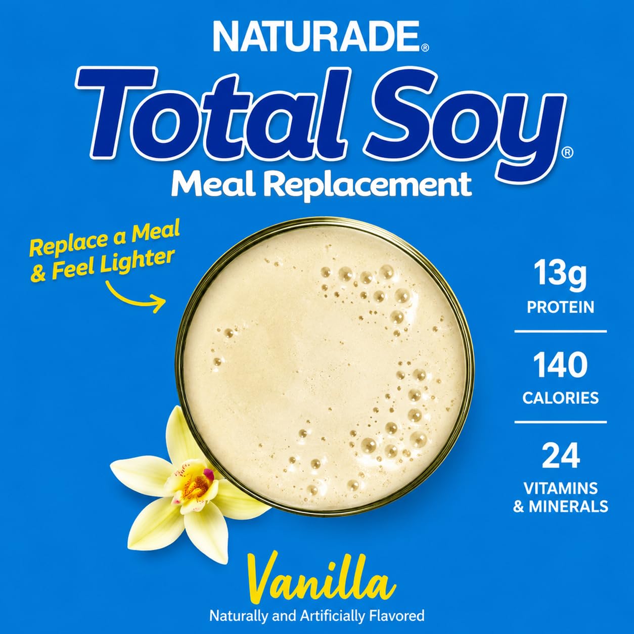 Naturade vaso con batido preparado listo para beber, sabor French Vanilla