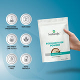 Naturafic psyllium disuelto en vaso de agua para regularidad sin sabor
