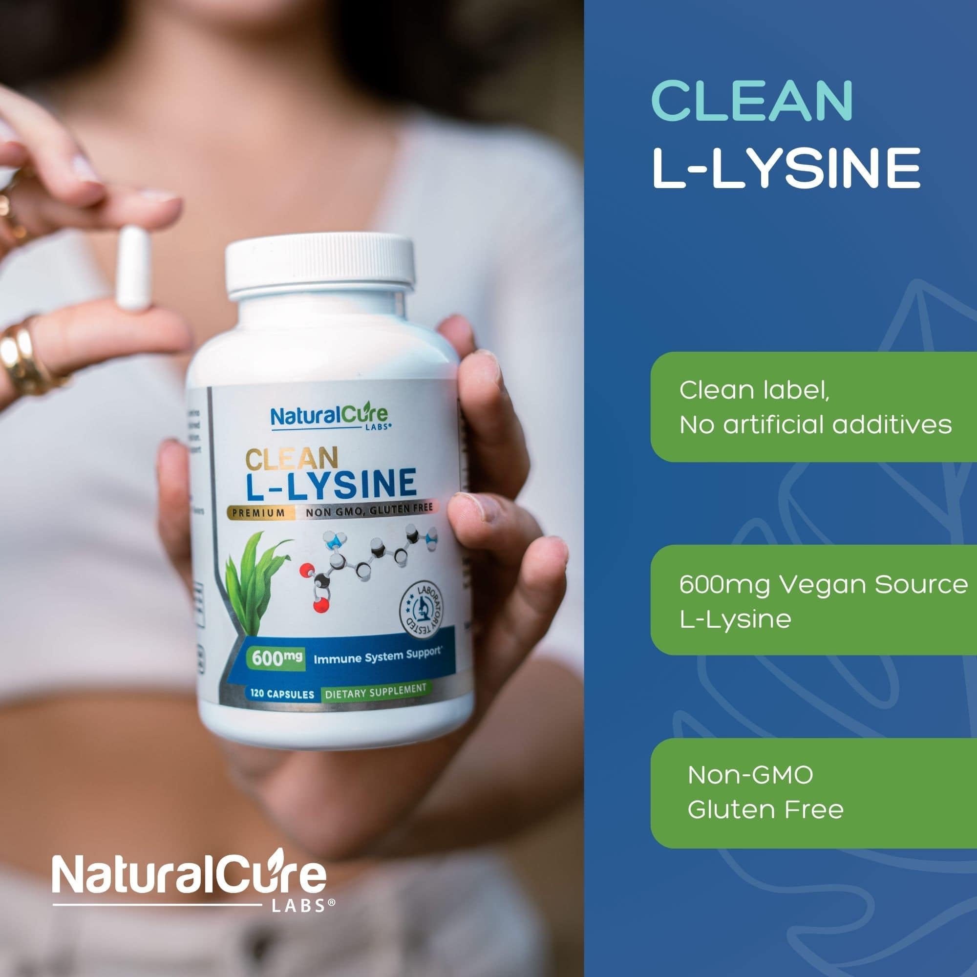 Natural Cure Labs botella abierta con cápsulas listas para usar